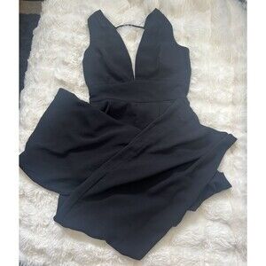 Lulus Black V Neck Wide Leg Jumpsuit Sz Small